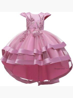 Girls High Low Tulle Princess Pageant Dress Flower Girl Ball Gown